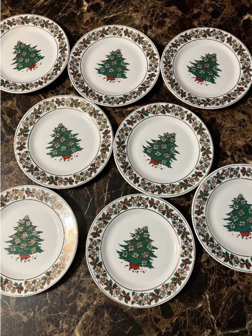 Holiday Green Christmas Tree Small plates/Saucers
